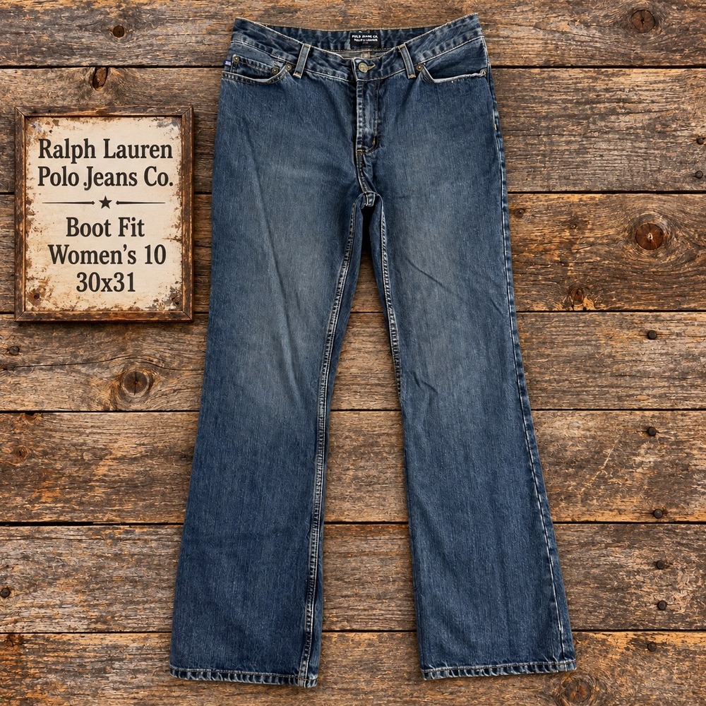 Ralph Lauren Polo Jeans Co Womens 10 Boot Fit Blue Denim Jeans 30x31 Cotton